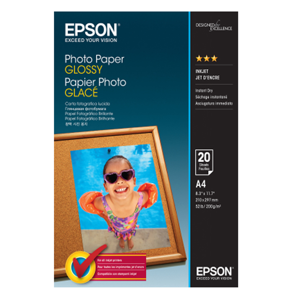 MD_EPSS042538 Epson - Photo Paper Glossy - A4 - 20 Fogli - C13S042538 - immagine 1