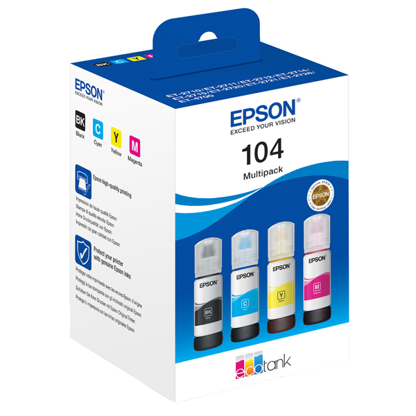 MD_EPST00P640 Epson - ECOTANK 104 MULTIPACK - BK/C/M/G - C13T00P640 - immagine 1