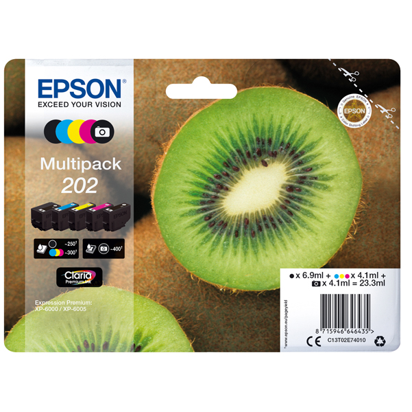 MD_EPST02E74010 Epson - Multipack Cartuccia ink - 202 - C/M/Y/K/K PH - C13T02E74010 - C/M/Y/K PH 4,1ml cad - K 6,9ml - immagine 1