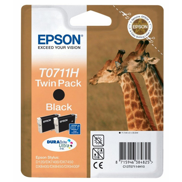 MD_EPST07114H10 Epson - Confezione doppia Cartuccia ink - Nero - T0711H - C13T07114H10 - 11ml x 2 - immagine 1