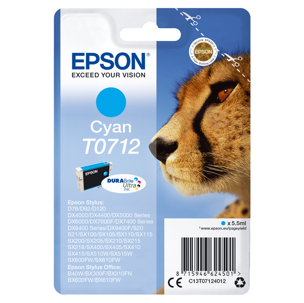 MD_EPST07124012 Epson - Cartuccia ink - Ciano - T0712 - C13T07124012 - 5,5ml - immagine 1