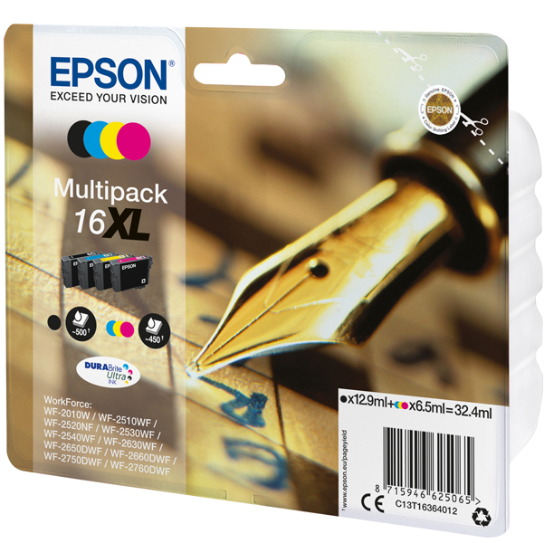 MD_EPST16364012 Epson - Multipack Cartuccia ink - 16XL - C/M/Y/K - C13T16364012 - C/M/Y 6,5ml cad - K 12,9ml - immagine 1