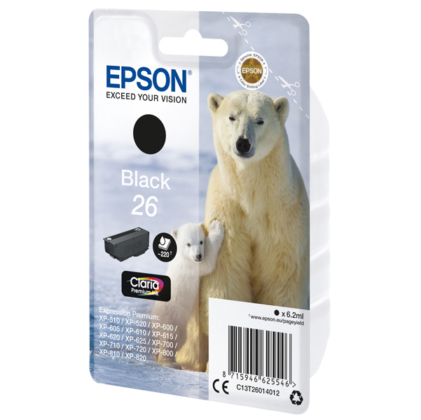 MD_EPST26014012 Epson - Cartuccia ink - 26 - Nero - C13T26014012 - 6,2ml - immagine 1