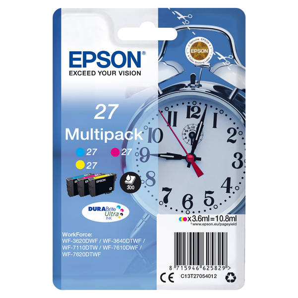 MD_EPST27054012 Epson - Confezione Cartuccia ink - 27 - C/M/Y - C13T27054022 - 3,6ml cad - immagine 1