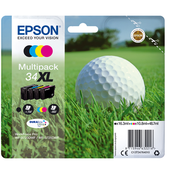 MD_EPST34764010 Epson - Multipack Cartuccia ink - 34XL - C/M/Y/K - C13T34764010 - C/M/Y 10,8ml - K 16,3ml - immagine 1