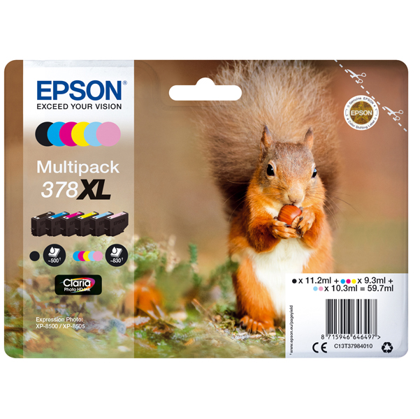MD_EPST37984010 Epson - Multipack Cartuccia ink - 378XL - C/M/Y/C CH/M CH/K - C13T37984010 - C/M/Y 9,3ml - C CH/M CH 10,2ml - K 11,2ml - immagine 1
