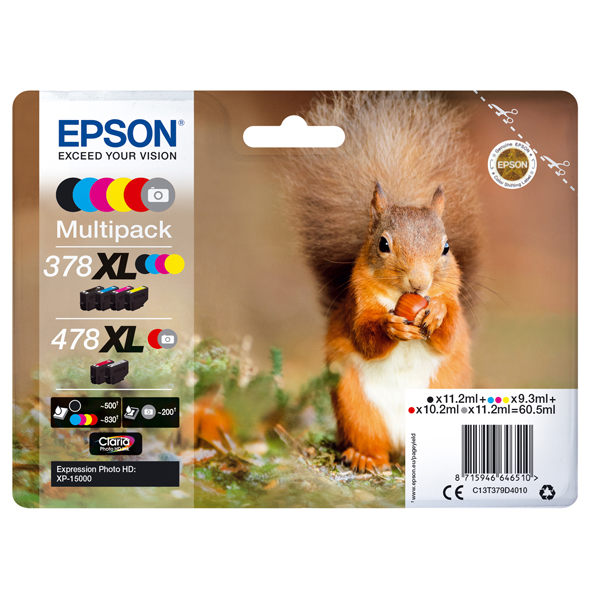 MD_EPST379D4010 Epson - Multipack Cartuccia ink - 378XL/478XL - C/M/Y/K/R/G - C13T379D4010 - C/M/Y 9,3ml - K/R 11,2ml - R 10,2ml - immagine 1