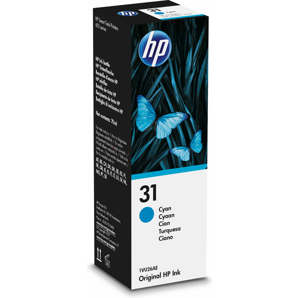 MD_HP1VU26AE Hp - Flacone inchiostro originale - 31 - Ciano - 1VU26AE - 70 ml - immagine 1