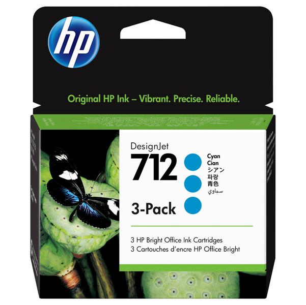 MD_HP3ED77A Hp - Conf. 3 Cartucce ink originale - 712 - Ciano - 3ED77A - 29 ml cad - immagine 1