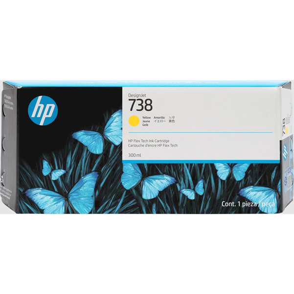 MD_HP676M8A Hp originale - Cartuccia DesignJet Ink 738 - Giallo - 676M8A - 300ml - immagine 1