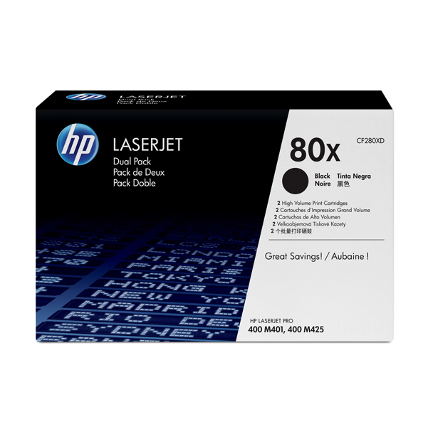 MD_HPCF280XD Hp - Confezione 2 Toner originale - 80X - Nero - CF280XD - 6.900 pag cad - immagine 1