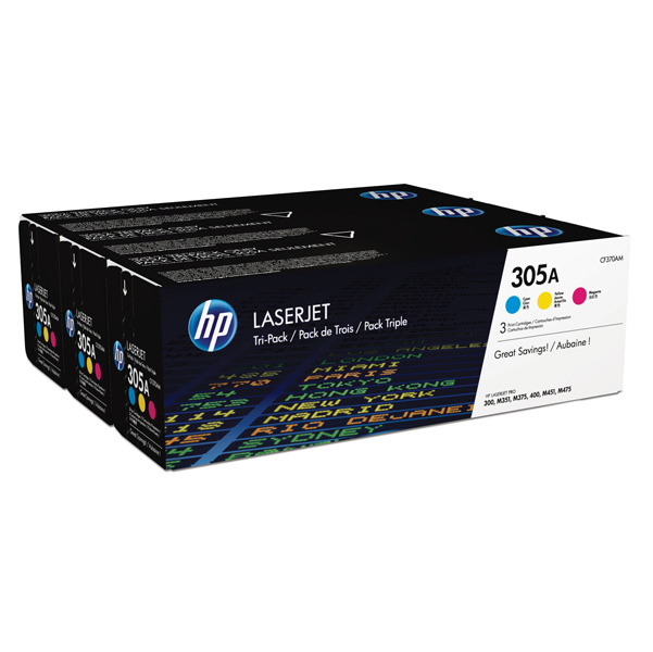 MD_HPCF370AM Hp - Confezione 3 Toner originale - 305A - C/M/Y - CF370AM - 2.600 pag cad - immagine 1