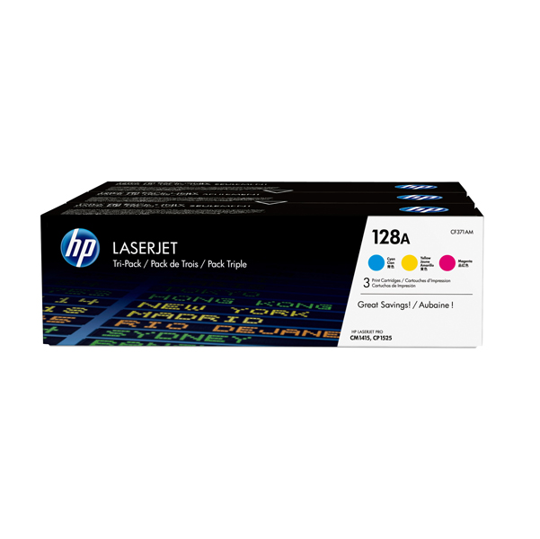 MD_HPCF371AM Hp - Confezione 3 Toner originale - 128A - C/M/Y - CF371AM - 1.300 pag cad - immagine 1