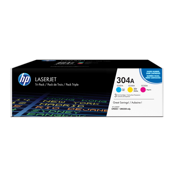 MD_HPCF372AM Hp - Confezione 3 Toner originale - 304A - C/M/Y - CF372AM - 2.800 pag cad - immagine 1