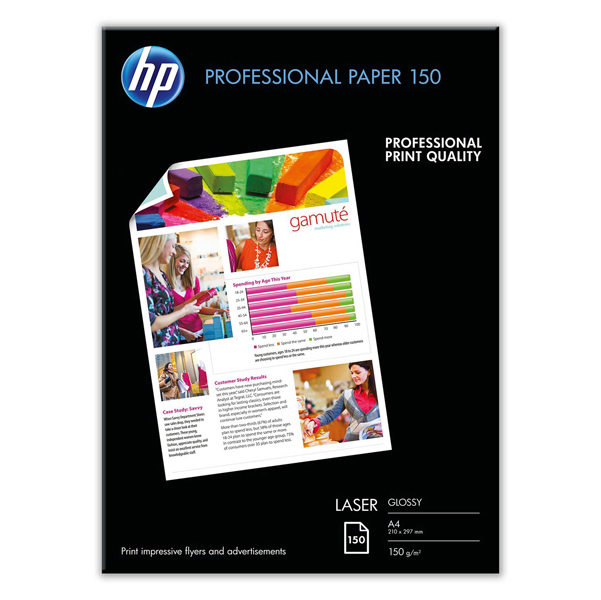 MD_HPCG965A Hp - Confezione da 150 Fogli Carta originale professionale per stampe laser - lucida - 150 g/m² - A4 - 210 x 297 mm - CG965A - immagine 1