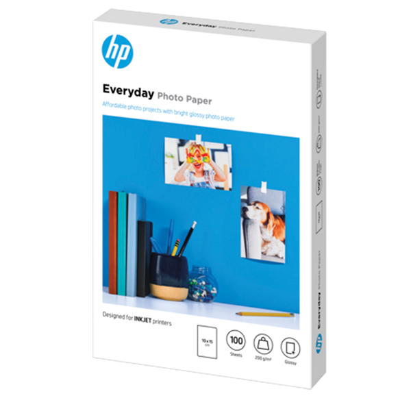 MD_HPCR757A Hp - Confezione da 100 fogli carta originale fotografica HP Everyday - lucida - 10 x 15 cm - CR757A - immagine 1