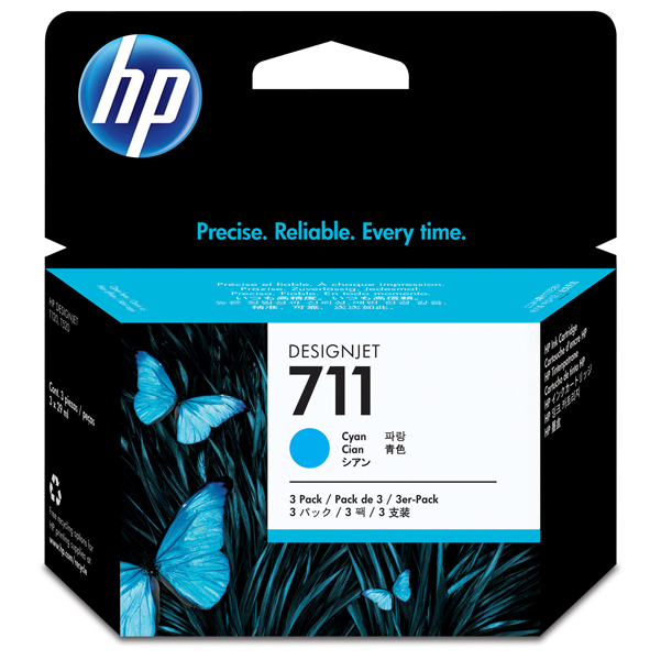 MD_HPCZ134A Hp - Confezione 3 cartucce ink originale - 711 - Ciano - CZ134A - 29ml cad - immagine 1
