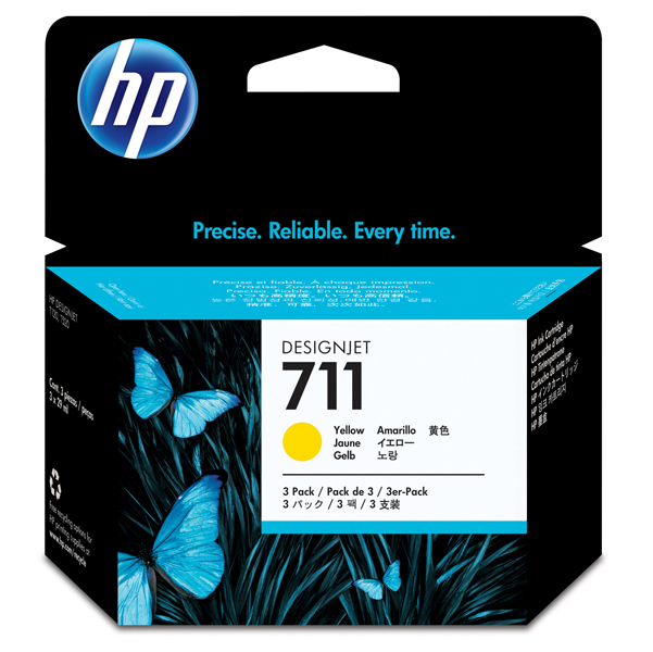 MD_HPCZ136A Hp - Confezione 3 cartucce ink originale - 711 - Giallo - CZ136A - 29ml cad - immagine 1