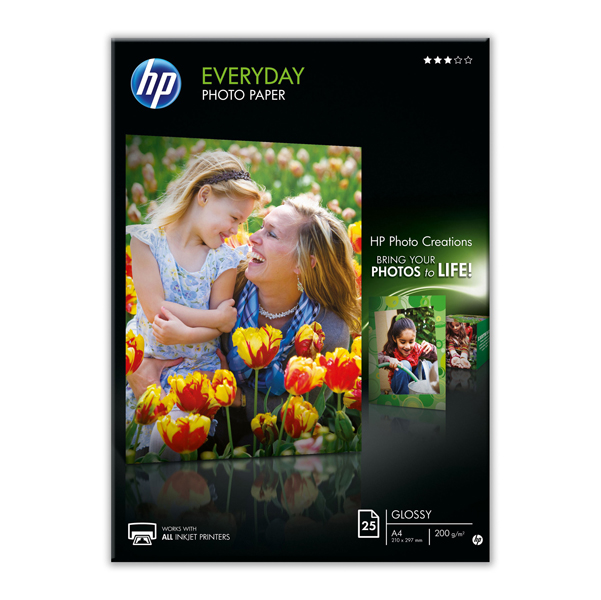 MD_HPQ5451A Hp - Confezione da 25 Fogli Carta originale fotografica lucida Hp Everyday - per inkjet - A4 - 210 x 297 mm - Q5451A - immagine 1