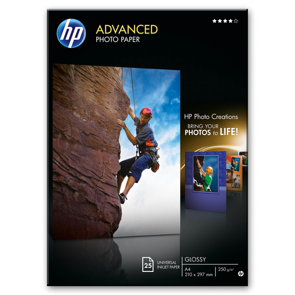 MD_HPQ5456A Hp - Carta fotografica originale lucida Hp Advanced Photo Paper 25 Fogli - A4 - 210 x 297 mm - Q5456A - immagine 1