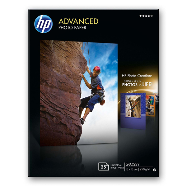 MD_HPQ8696A Hp - Confezione da 25 Fogli Carta originale fotografica lucida 13 x 18 cm senza margini Hp Advanced - Q8696A - immagine 1