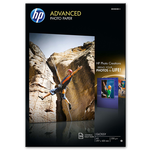 MD_HPQ8697A Hp - Confezione da 20 Fogli Carta orignale fotografica lucida - A3 - 297 x 420 mm - Q8697A - immagine 1
