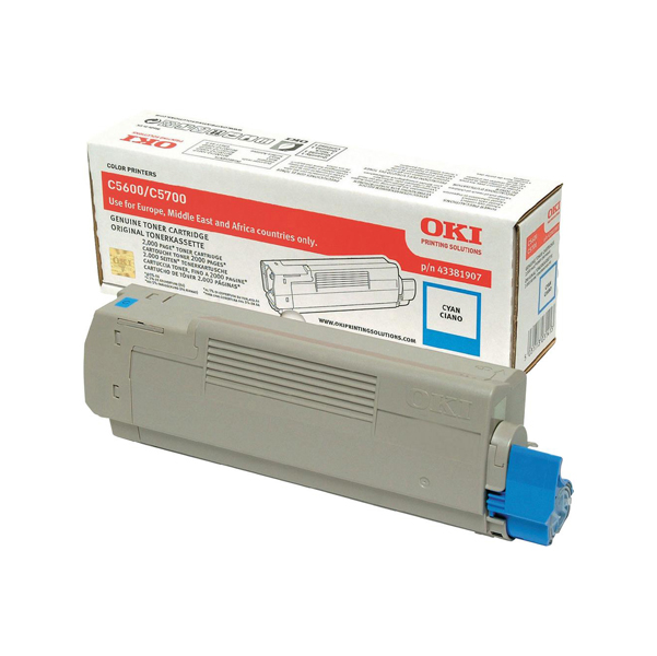 MD_OKIC5600C Oki - Toner - Ciano - C5600 C5700 - 43381907 - 2.000 pag - immagine 1