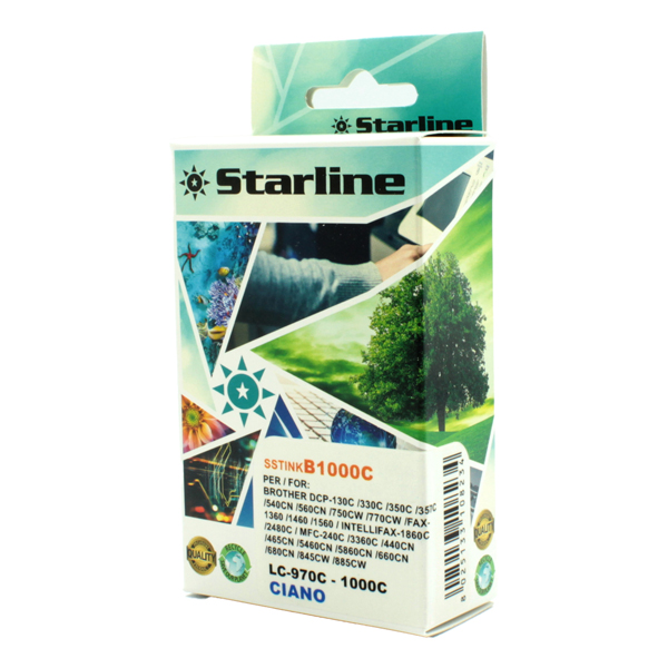 MD_SSTINKB1000C Starline - Cartuccia ink - per Brother - Ciano - LC1000C - 20ml - immagine 1
