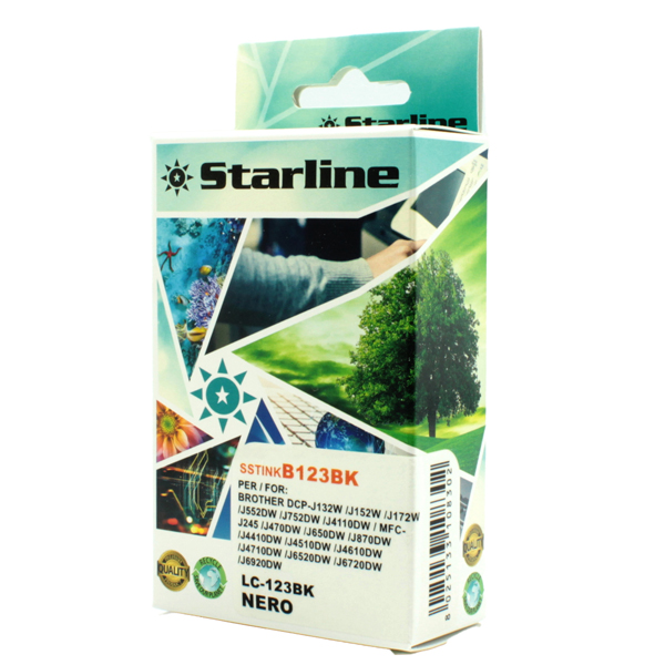 MD_SSTINKB123BK Starline - Cartuccia ink - per Brother - Nero - LC123BK - 20,6ml - immagine 1