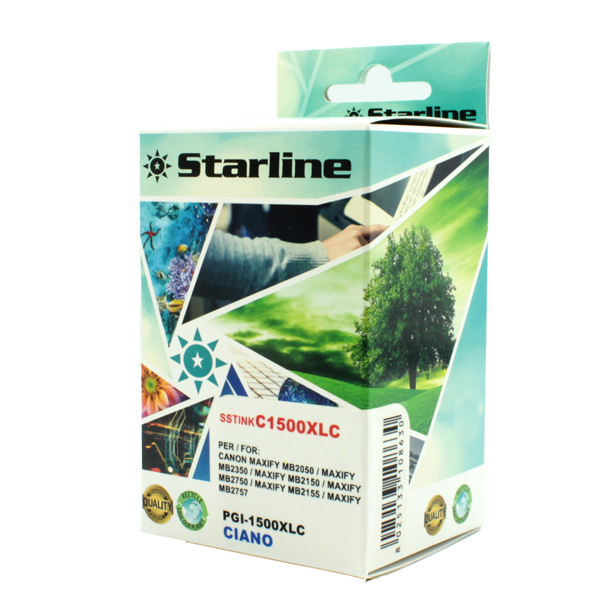 MD_SSTINKC1500XLC Starline - Cartuccia ink - per Canon - Ciano - PGI-1500XLC - 9193B001 - 11,5ml - immagine 1