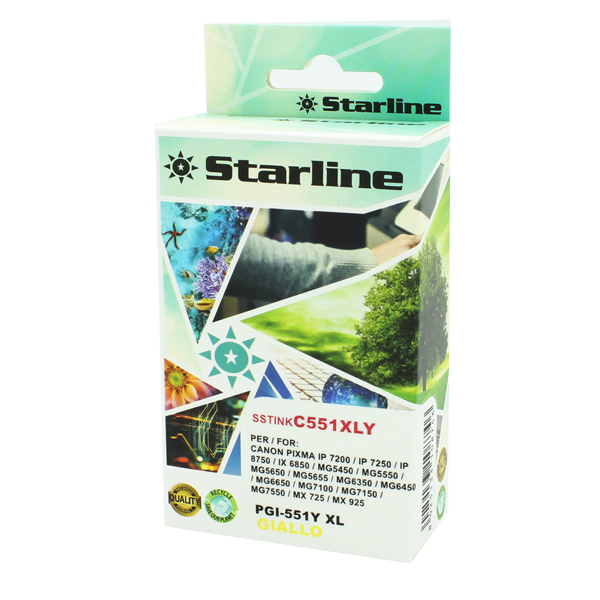 MD_SSTINKC551XLY Starline - Cartuccia ink - per Canon - Giallo - CLI-551BK Y - 9,8ml - immagine 1