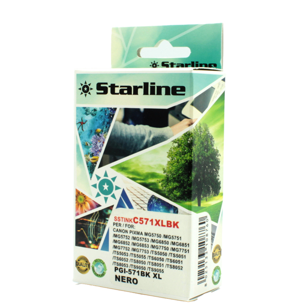 MD_SSTINKC571XLBK Starline - Cartuccia ink - per Canon - Nero - CLI571BK - 12,4ml - immagine 1