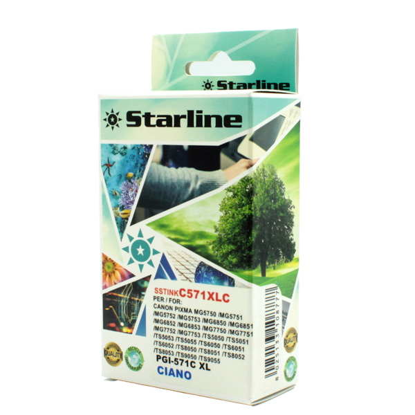 MD_SSTINKC571XLC Starline - Cartuccia ink - per Canon - Ciano - CLI571C - 12,4ml - immagine 1