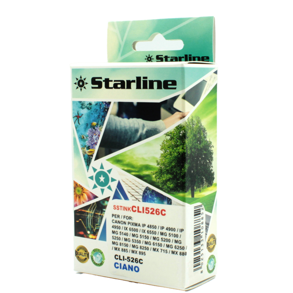 MD_SSTINKCLI526C Starline - Cartuccia ink - per Canon - Ciano - CLI526 C - 9ml - immagine 1