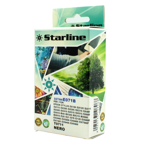 MD_SSTINKE071B Starline - Cartuccia ink - per Epson - Nero - C13T07114012 - T0711 -11,4ml - immagine 1