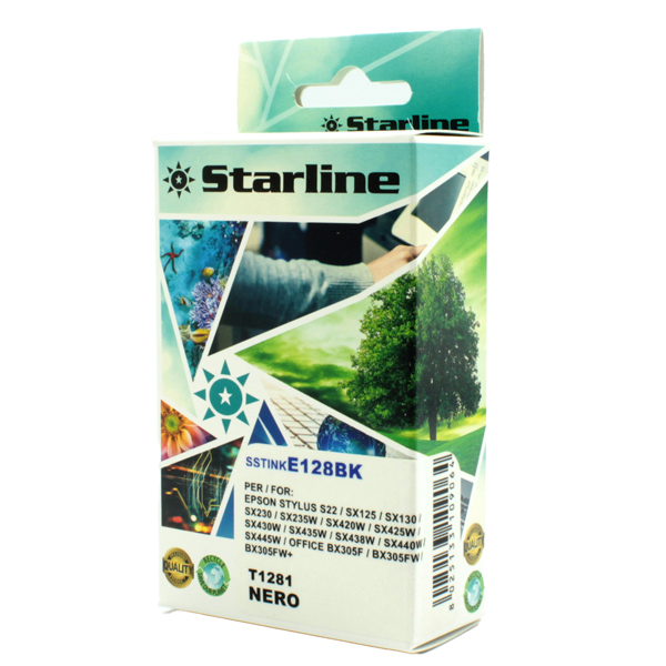 MD_SSTINKE128BK Starline - Cartuccia ink - per Epson - Nero - C13T12814012 - T1281 - 10ml - immagine 1