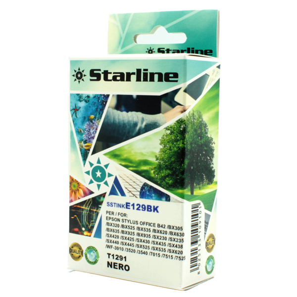 MD_SSTINKE129BK Starline - Cartuccia ink - per Epson - Nero - C13T12914012 - T1291 - 15ml - immagine 1