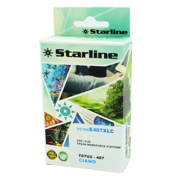 MD_SSTINKE407XLC Starline - Cartuccia Ink compatbile per Epson 407 - Ciano - 26ml - immagine 1
