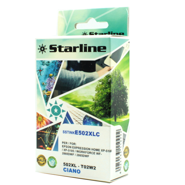 MD_SSTINKE502XLC Starline - Cartuccia Ink - per Epson - Ciano - C13T02W24010 - 502XL - 12ml - immagine 1