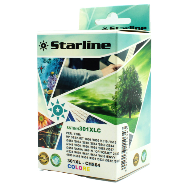 MD_SSTINKH301XLC Starline - Cartuccia ink Compatibile - per HP 301XL - Colore C/M/Y - immagine 1
