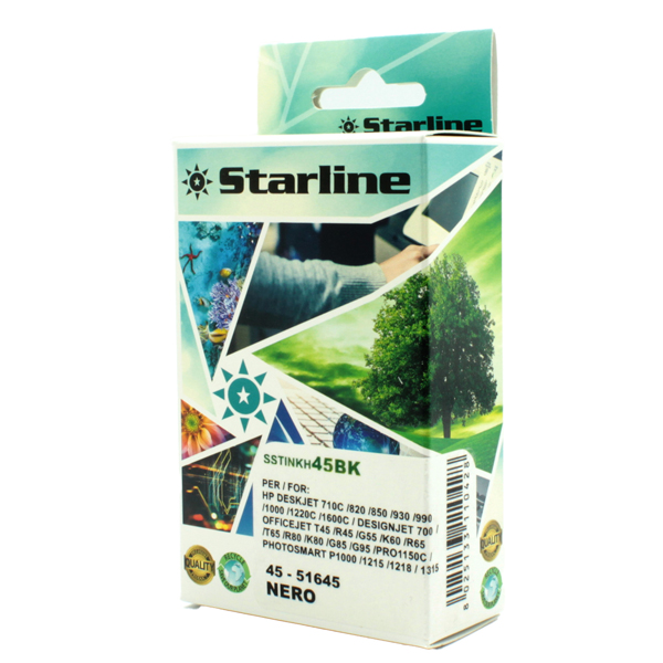 MD_SSTINKH45BK Starline - Cartuccia ink Compatibile - per HP 45 - Nero -42ml - immagine 1