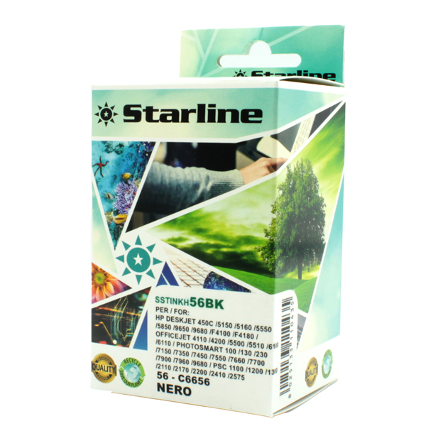 MD_SSTINKH56BK Starline - Cartuccia ink Compatibile - per HP 56 - Nero -C6656AE - immagine 1