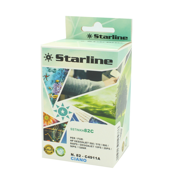 MD_SSTINKH82C Starline - Cartuccia ink Compatibile per HP N.82 - Ciano - 69ml - immagine 1