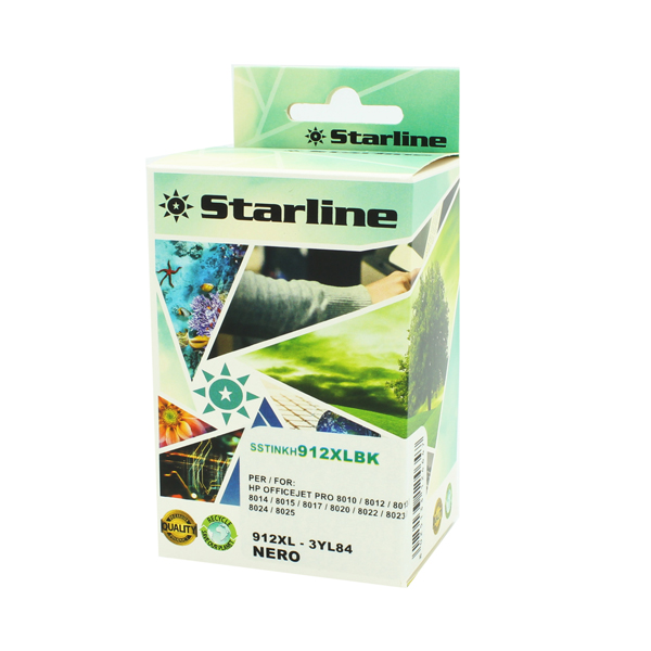 MD_SSTINKH912XLBK Starline - Cartuccia Ink Compatibile per HP 912 XL - Nero - 58ml - immagine 1