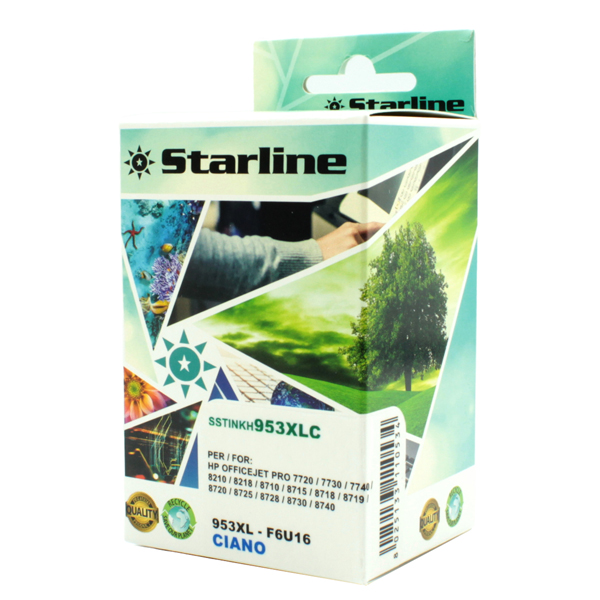 MD_SSTINKH953XLC Starline - Cartuccia ink Compatibile - per HP 953XL - Ciano - HPF6U16AE - 953XL 26ml - immagine 1