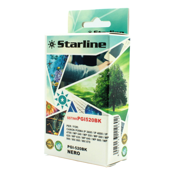 MD_SSTINKPGI520BK Starline - Cartuccia ink - per Canon - Nero - PGI-520 - 2932B001 - 19,4ml - immagine 1