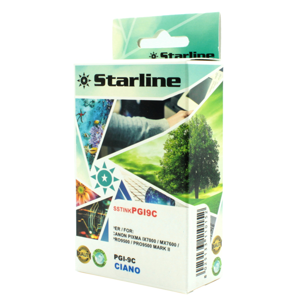MD_SSTINKPGI9C Starline - Cartuccia ink - per Canon - Ciano - PGI9 CY - 1035B001 - 13,4ml - immagine 1