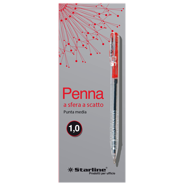MD_STL1007 Penna a sfera a scatto - punta 1,0mm - rosso - Starline - conf. 20 pezzi - immagine 1