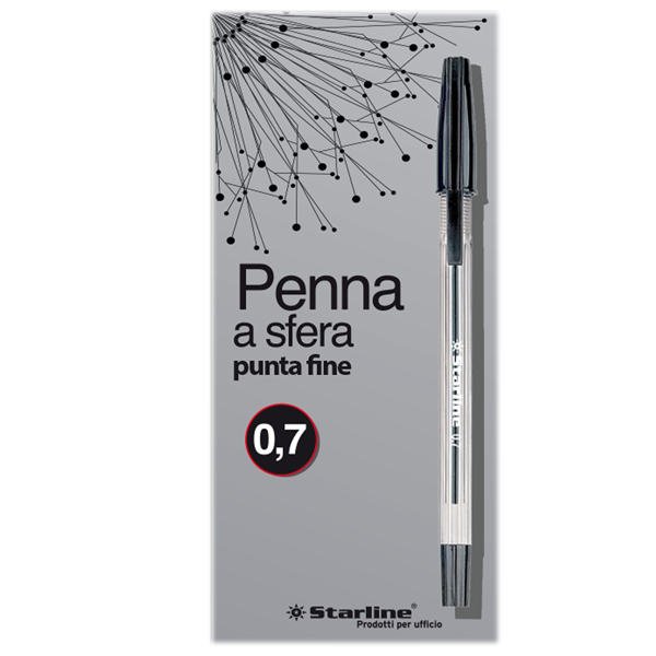 MD_STL1105 Penna a sfera con cappuccio - punta fine 0,7mm - nero - Starline - conf.50 pezzi - immagine 1