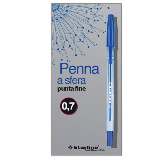 MD_STL1107 Penna a sfera con cappuccio - punta fine 0,7mm - blu - Starline - conf. 50 pezzi - immagine 1